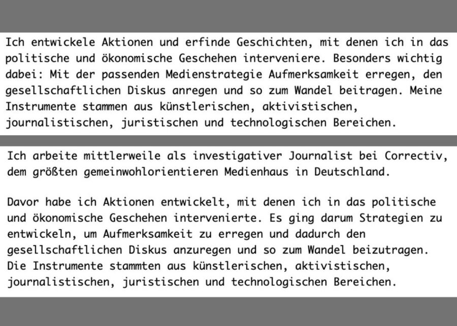 Erst ein Geschichtenerfinder (oben) und dann ein investigativer Journalist (unten): Die Änderung erfolgte am Sonntag Quelle: Internet Archiv