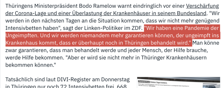 Thüringens Ministerpräsident Bodo Ramelow drohte Ungeimpften Foto: n-tv.de