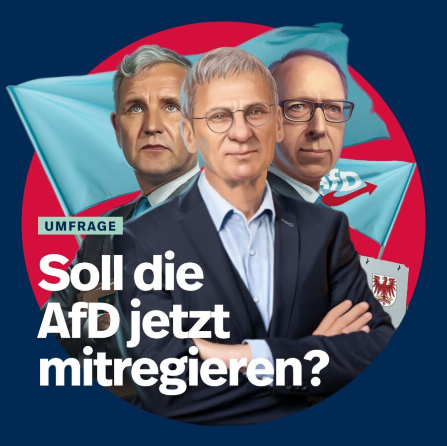 Umfrage-Kachel mit Höcke, berndt und Urban